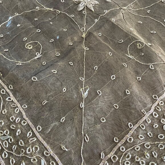 Gold Festive Tablecloth Sheer Woven Metal Square - Picture 2 of 5